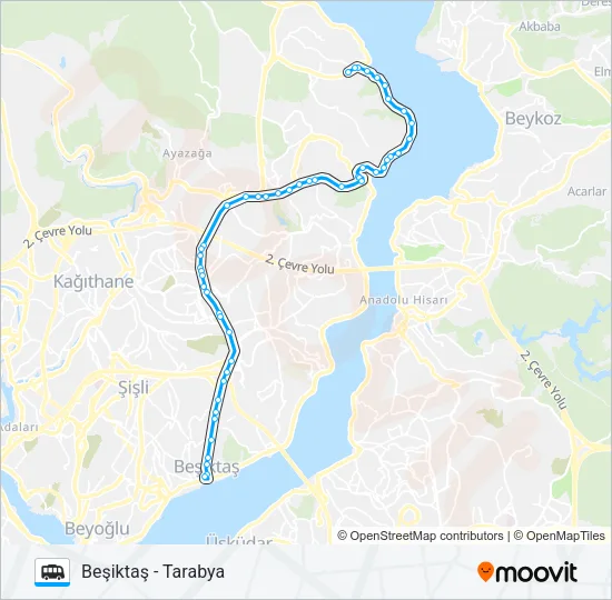 BEŞIKTAŞ - TARABYA Dolmus & Minibus Line Map