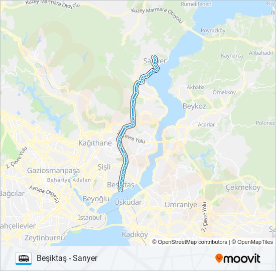 SARIYER - BEŞIKTAŞ Dolmus & Minibus Line Map