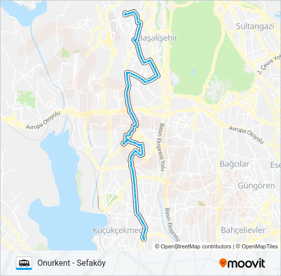 SEFAKÖY - ONURKENT Dolmus & Minibus Line Map