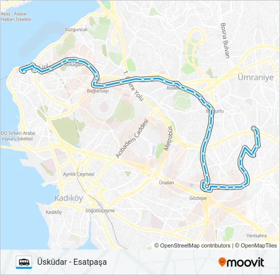 ÜSKÜDAR - ESATPAŞA Dolmus & Minibus Line Map