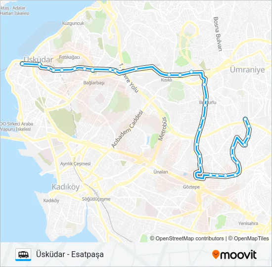 ÜSKÜDAR - ESATPAŞA Dolmus & Minibus Line Map