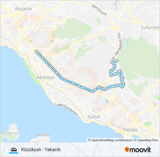 KÜÇÜKYALI - YAKACIK minibüs / dolmuş Hattı Haritası