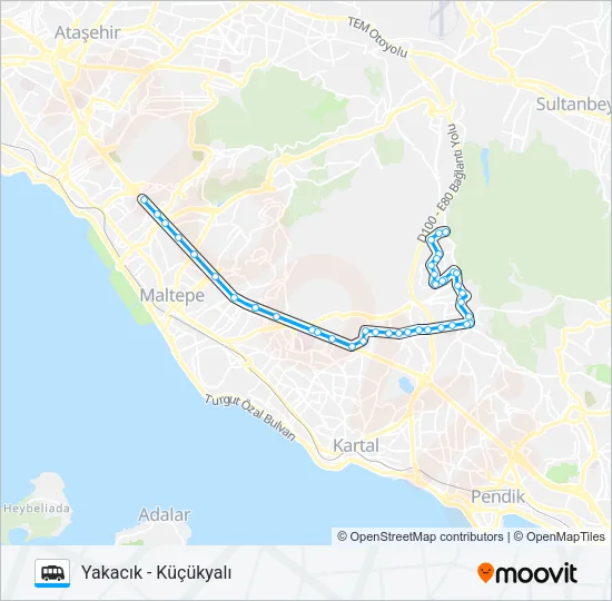 KÜÇÜKYALI - YAKACIK Dolmus & Minibus Line Map