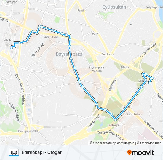 OTOGAR - EDIRNEKAPI minibüs / dolmuş Hattı Haritası