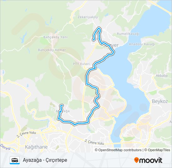 ÇIRÇIRTEPE- AYAZAĞA minibüs / dolmuş Hattı Haritası