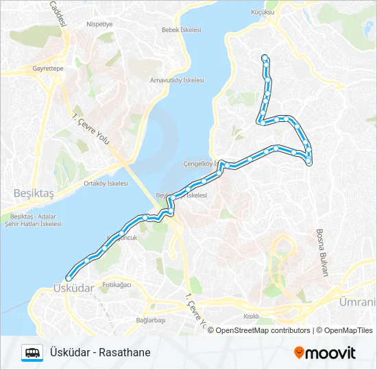 ÜSKÜDAR - RASATHANE Dolmus & Minibus Line Map