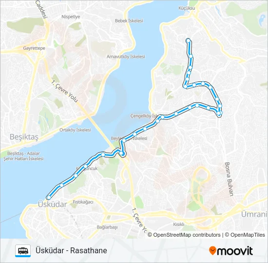 ÜSKÜDAR - RASATHANE Dolmus & Minibus Line Map