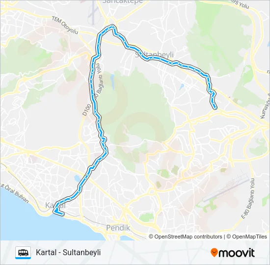 KARTAL - SULTANBEYLI Dolmus & Minibus Line Map