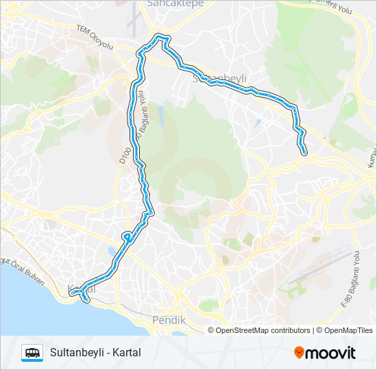 KARTAL - SULTANBEYLI Dolmus & Minibus Line Map