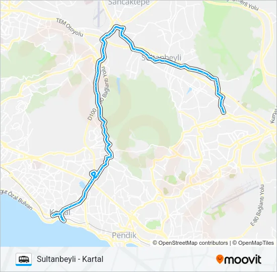 KARTAL - SULTANBEYLI Dolmus & Minibus Line Map