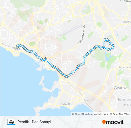 PENDIK - DERI SANAYI Dolmus & Minibus Line Map