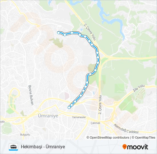 ÜMRANIYE - HEKIMBAŞI minibüs / dolmuş Hattı Haritası