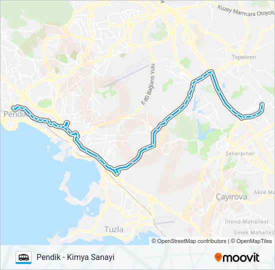 PENDIK - KIMYA SANAYI Dolmus & Minibus Line Map