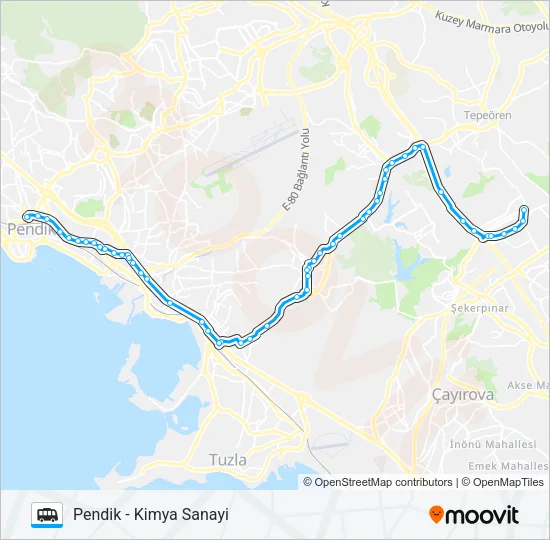 PENDIK - KIMYA SANAYI Dolmus & Minibus Line Map