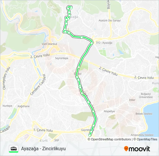 AYAZAĞA - ZINCIRLIKUYU Dolmus & Minibus Line Map