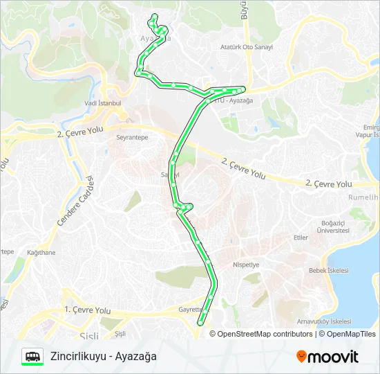 AYAZAĞA - ZINCIRLIKUYU Dolmus & Minibus Line Map