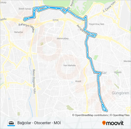BAĞCILAR -OTOCENTER-MOİ Dolmus & Minibus Line Map