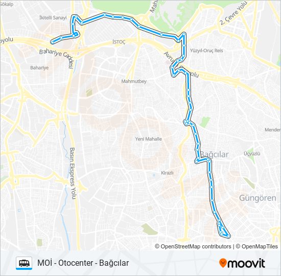 BAĞCILAR -OTOCENTER-MOİ Dolmus & Minibus Line Map