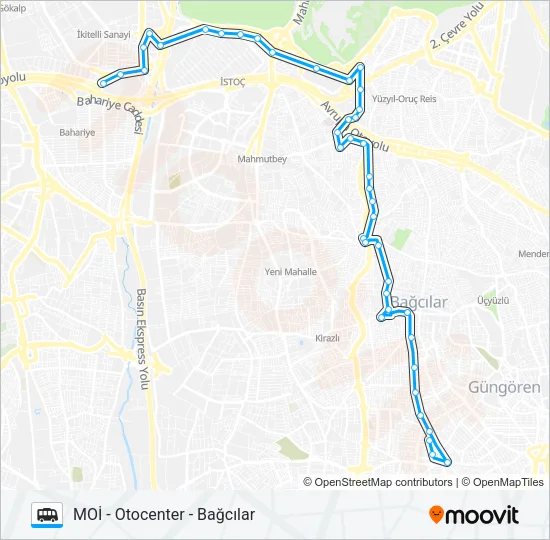 BAĞCILAR -OTOCENTER-MOİ Dolmus & Minibus Line Map