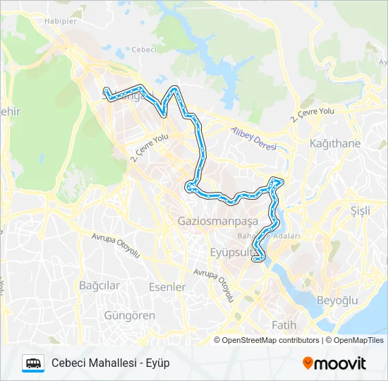 CEBECI MAHALLESI - EYÜP Dolmus & Minibus Line Map