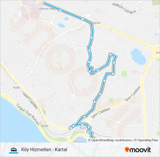 KARTAL - KÖY HIZMETLERI Dolmus & Minibus Line Map