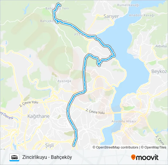 ZINCIRLIKUYU - BAHÇEKÖY Dolmus & Minibus Line Map