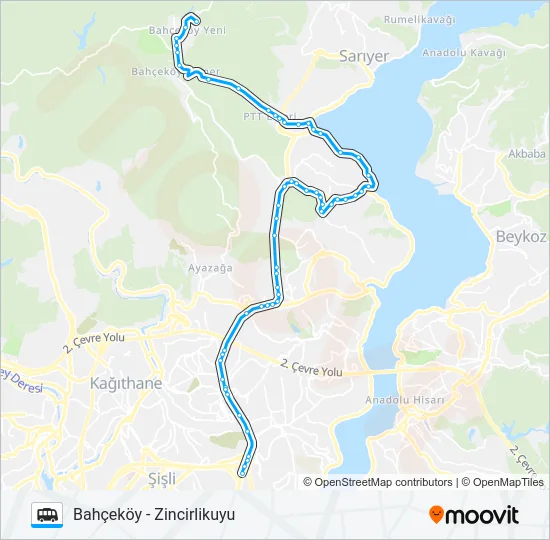 ZINCIRLIKUYU - BAHÇEKÖY Dolmus & Minibus Line Map