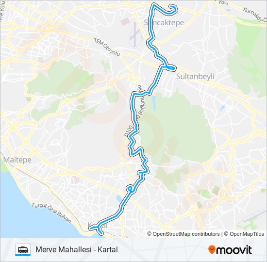 KARTAL - MERVE MAHALLESI Dolmus & Minibus Line Map