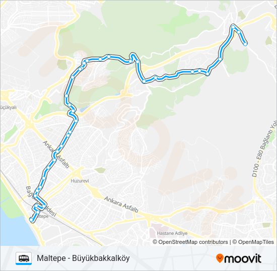 MALTEPE - BÜYÜKBAKKALKÖY minibüs / dolmuş Hattı Haritası