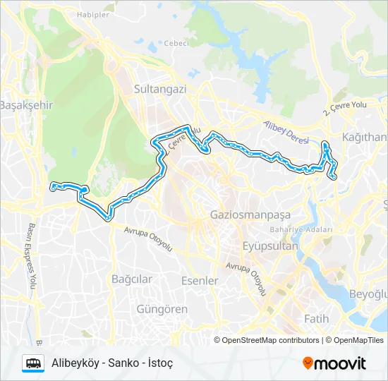 ALIBEYKÖY - SANKO - İSTOÇ Dolmus & Minibus Line Map