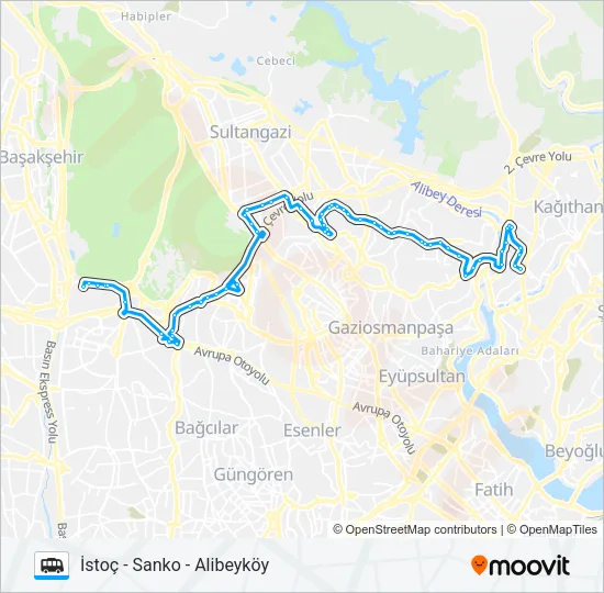 ALIBEYKÖY - SANKO - İSTOÇ Dolmus & Minibus Line Map