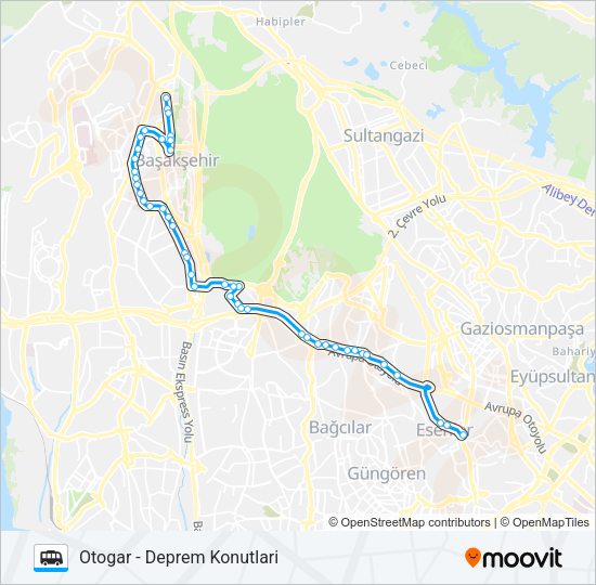DEPREM KONUTLARI - OTOGAR minibüs / dolmuş Hattı Haritası