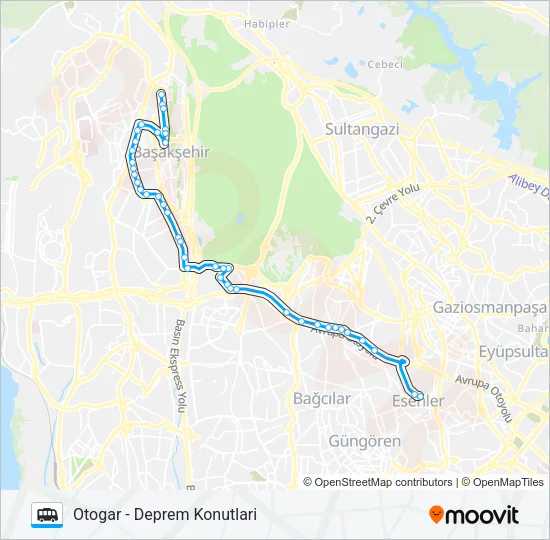 DEPREM KONUTLARI - OTOGAR Dolmus & Minibus Line Map