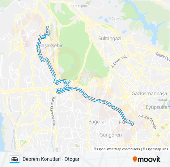 DEPREM KONUTLARI - OTOGAR Dolmus & Minibus Line Map