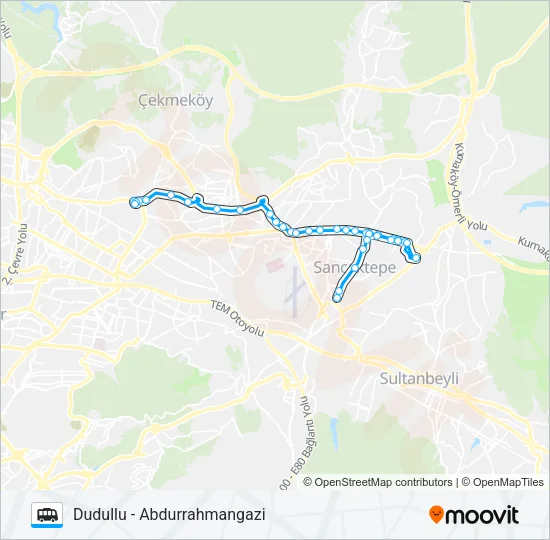 DUDULLU - ABDURRAHMANGAZI Dolmus & Minibus Line Map