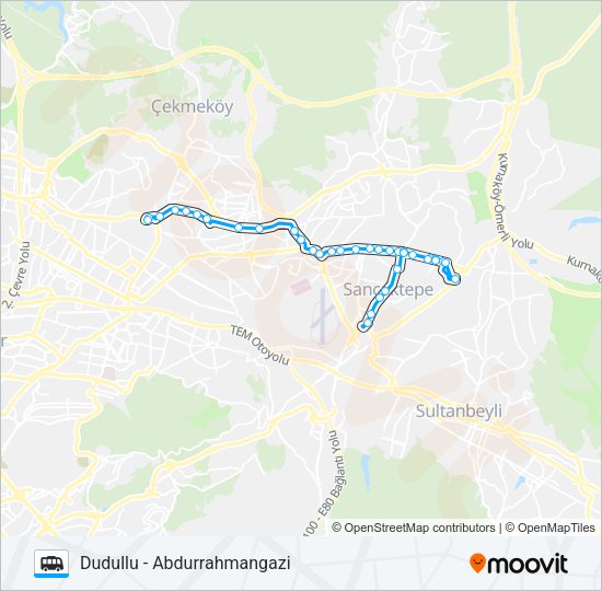 DUDULLU - ABDURRAHMANGAZI minibüs / dolmuş Hattı Haritası
