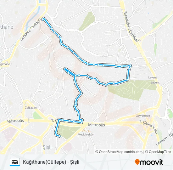 ŞIŞLI-KAĞITHANE (GÜLTEPE) Dolmus & Minibus Line Map