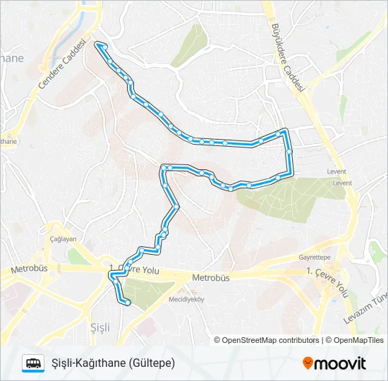 ŞIŞLI-KAĞITHANE (GÜLTEPE) Dolmus & Minibus Line Map