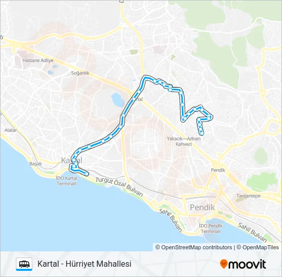 KARTAL - HÜRRIYET MAHALLESI Dolmus & Minibus Line Map