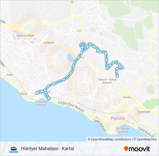 KARTAL - HÜRRIYET MAHALLESI Dolmus & Minibus Line Map