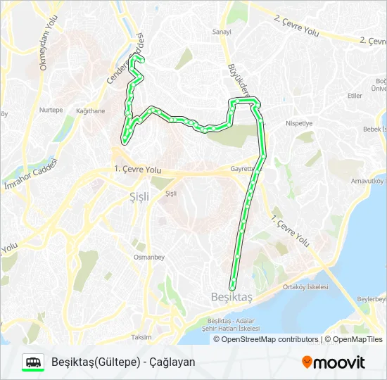 ÇAĞLAYAN-BEŞIKTAŞ (GÜLTEPE) Dolmus & Minibus Line Map