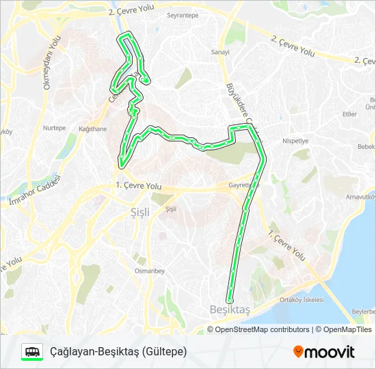 ÇAĞLAYAN-BEŞIKTAŞ (GÜLTEPE) Dolmus & Minibus Line Map