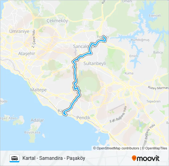 KARTAL - SAMANDIRA - PAŞAKÖY Dolmus & Minibus Line Map
