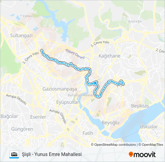 ŞIŞLI - YUNUS EMRE MAHALLESI Dolmus & Minibus Line Map