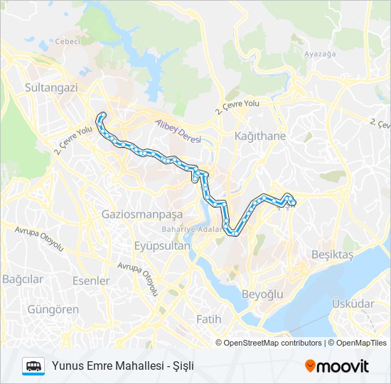 ŞIŞLI - YUNUS EMRE MAHALLESI minibüs / dolmuş Hattı Haritası