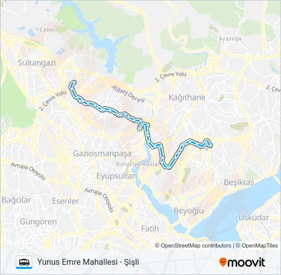 ŞIŞLI - YUNUS EMRE MAHALLESI Dolmus & Minibus Line Map