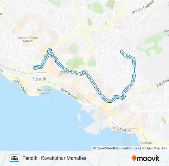 PENDIK - KAVAKPINAR MAHALLESI Dolmus & Minibus Line Map