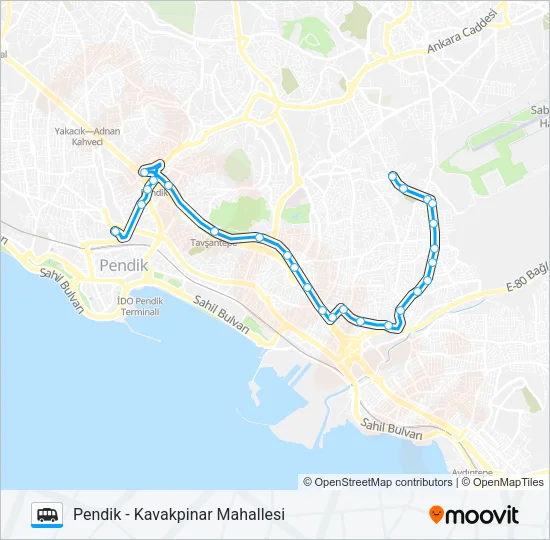 PENDIK - KAVAKPINAR MAHALLESI Dolmus & Minibus Line Map