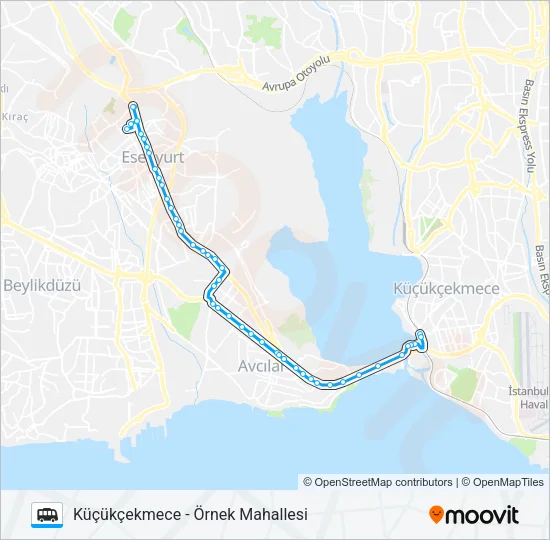 KÜÇÜKÇEKMECE - ÖRNEK MAHALLESI Dolmus & Minibus Line Map