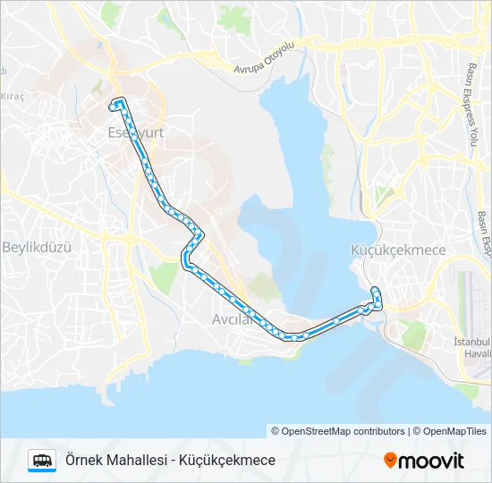 KÜÇÜKÇEKMECE - ÖRNEK MAHALLESI Dolmus & Minibus Line Map